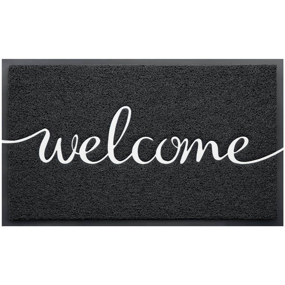 CozyBounty door mat with embossed-welcome-design resists fading year-round.