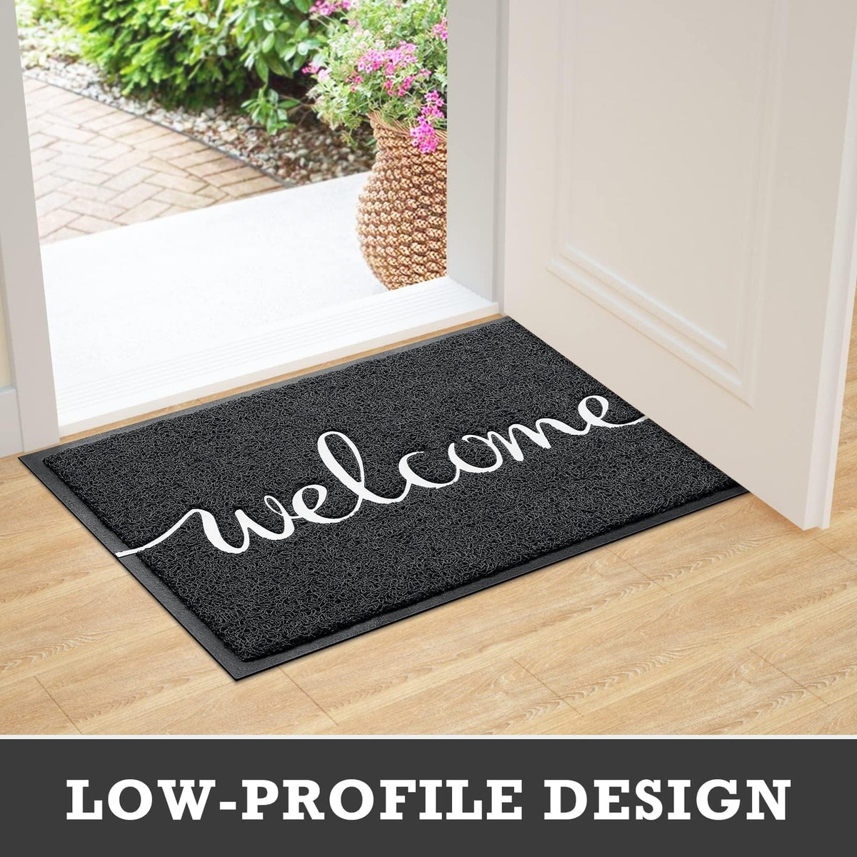 CozyBounty Low-Profile Entry Mat: minimal height prevents door snag and tracks dirt.