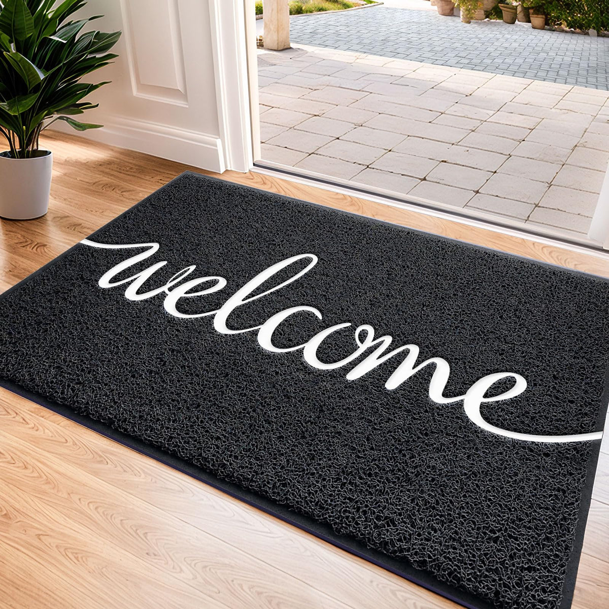 CozyBounty Welcome Embossed Door Mat: durable indoor/outdoor use with fade-resistant design.
