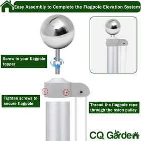 CQ Garden adjustable screws fit 2 to 2.6 inch poles.