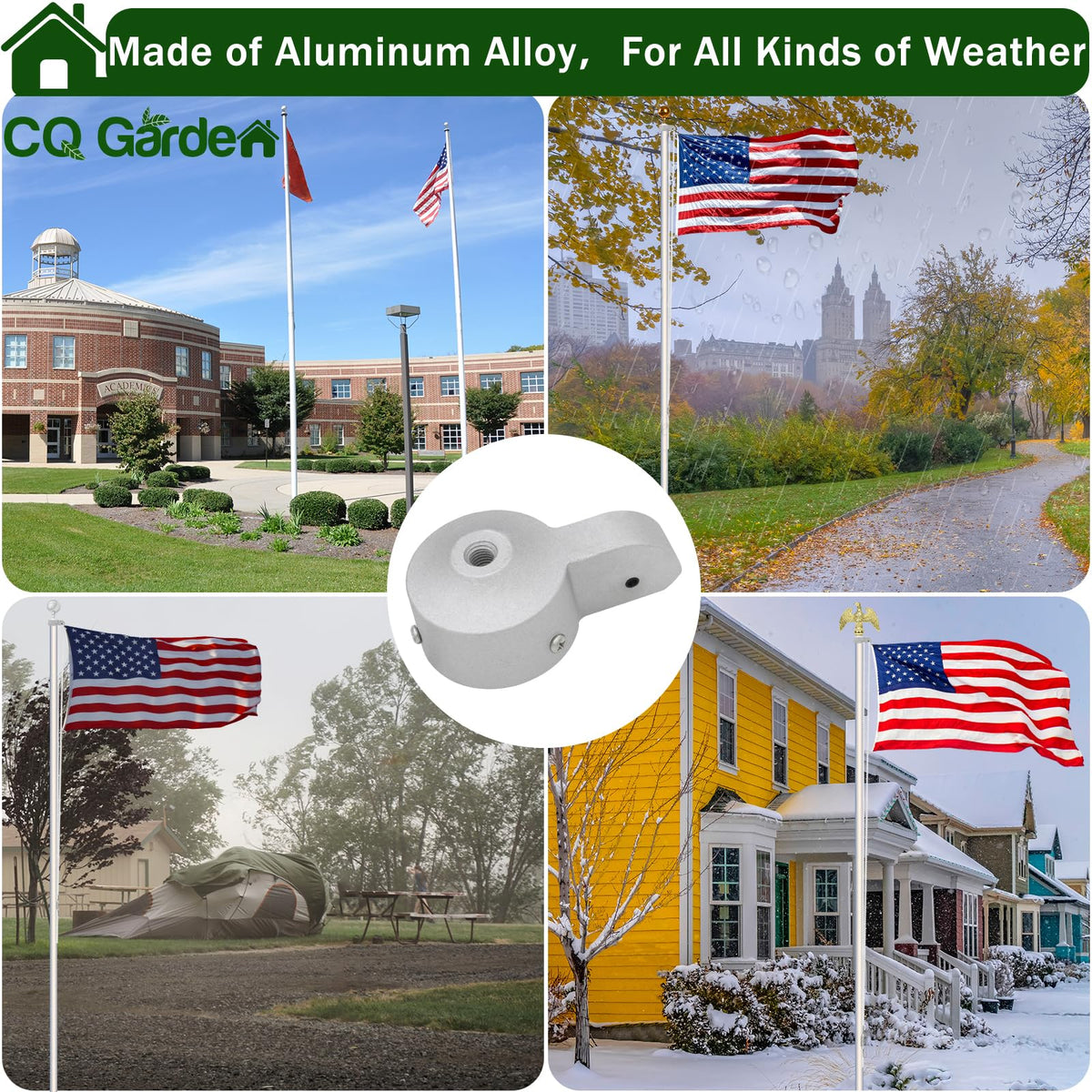 CQ Garden durable flag pole cap withstands daily weather.
