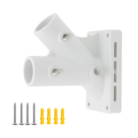 CQ Garden flag pole holder on outside wall for secure outdoor display.