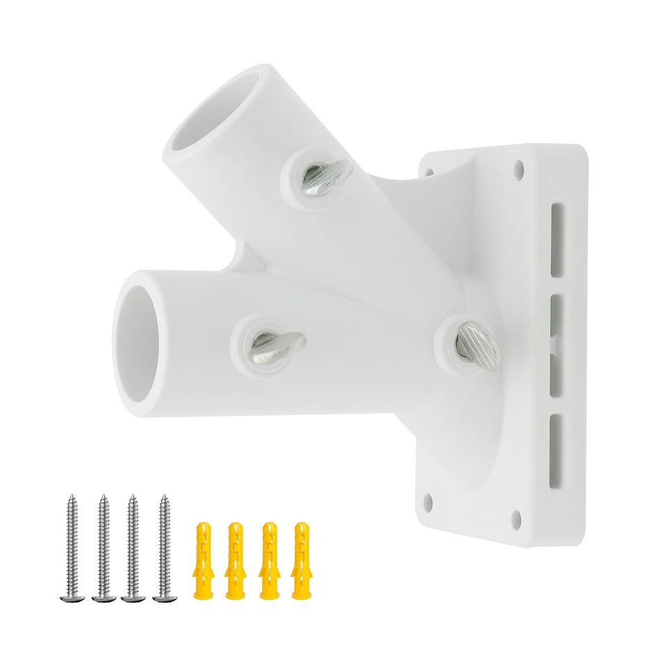CQ Garden flag pole holder on outside wall for secure outdoor display.