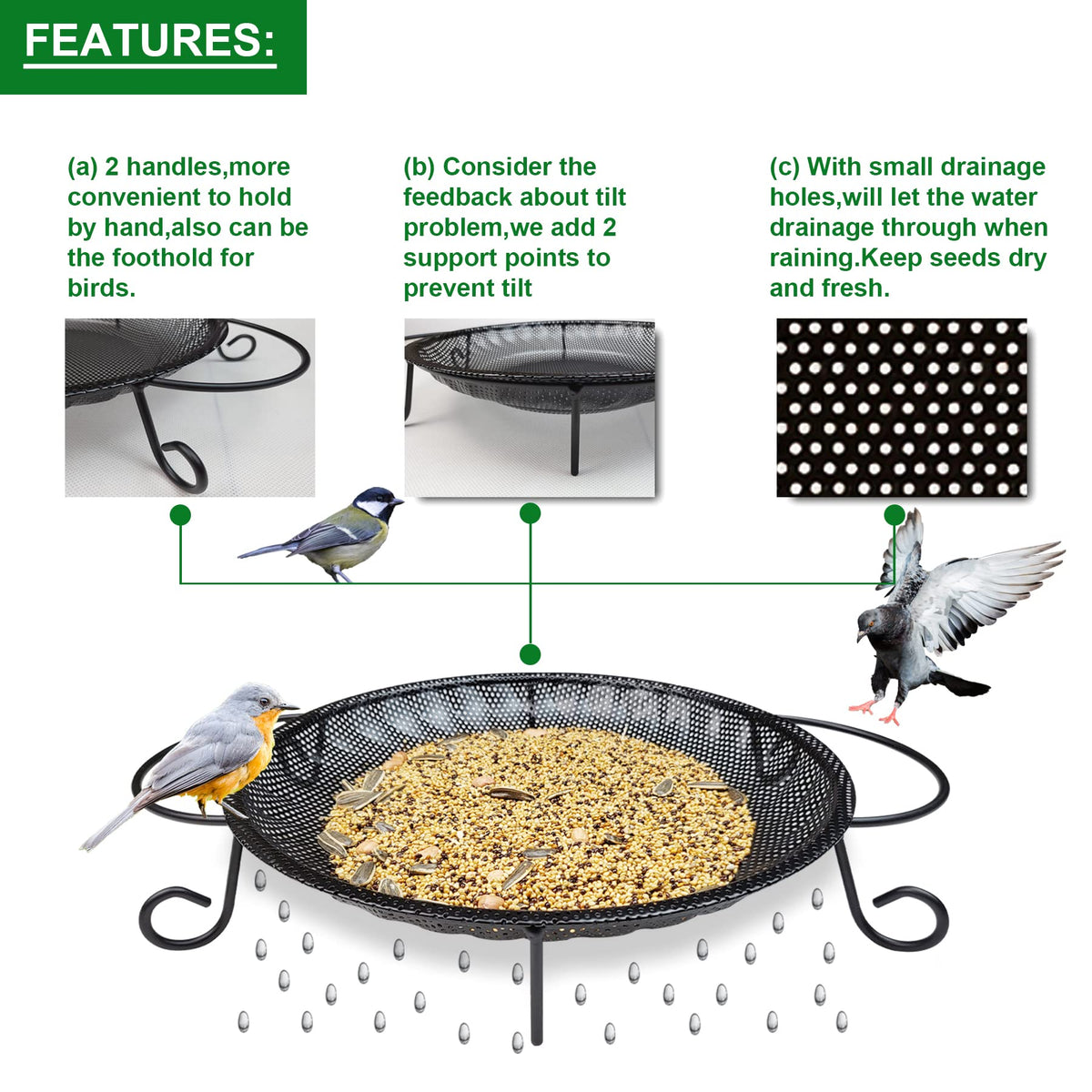 CQAIRIOU drainage holes keep seeds dry during rain