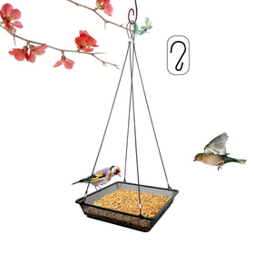 CQAIRIOU hanging bird feeder tray with rust-resistant metal finish for outdoor use