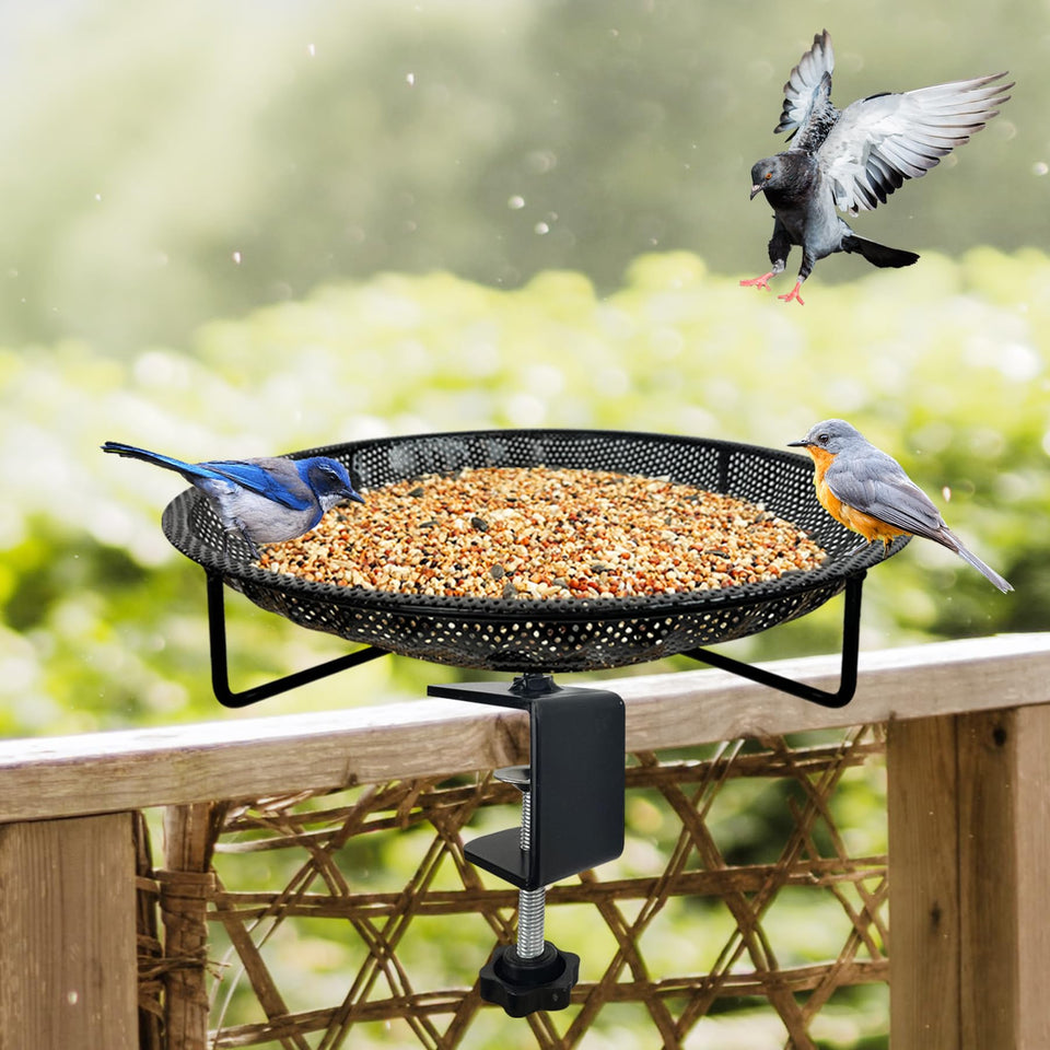 CQAIRIOU premium deck tray on balcony railing with large stainless steel feeding surface