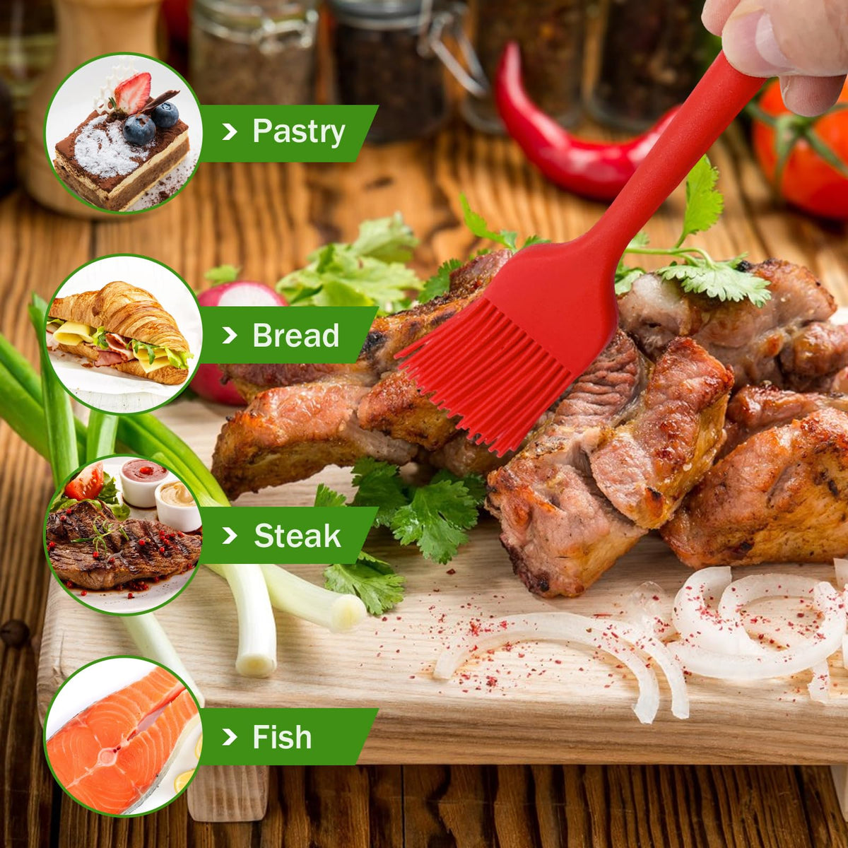 Craebuer BBQ grilling brush helps baste meat evenly outdoors