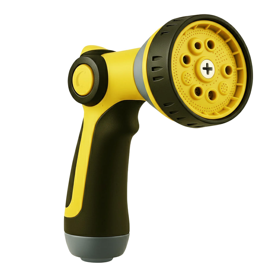 Craft911 garden hose nozzle with 8-pattern spray for versatile watering and easy adjustments.