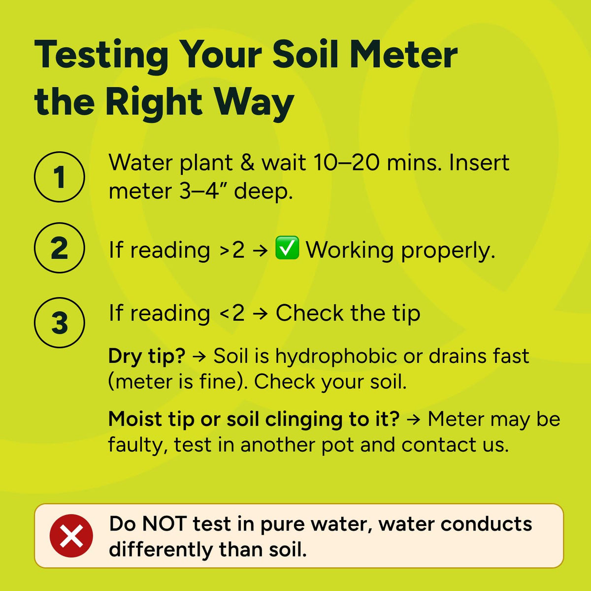 26 cm length with 17.8 cm probe for root-zone moisture readings.