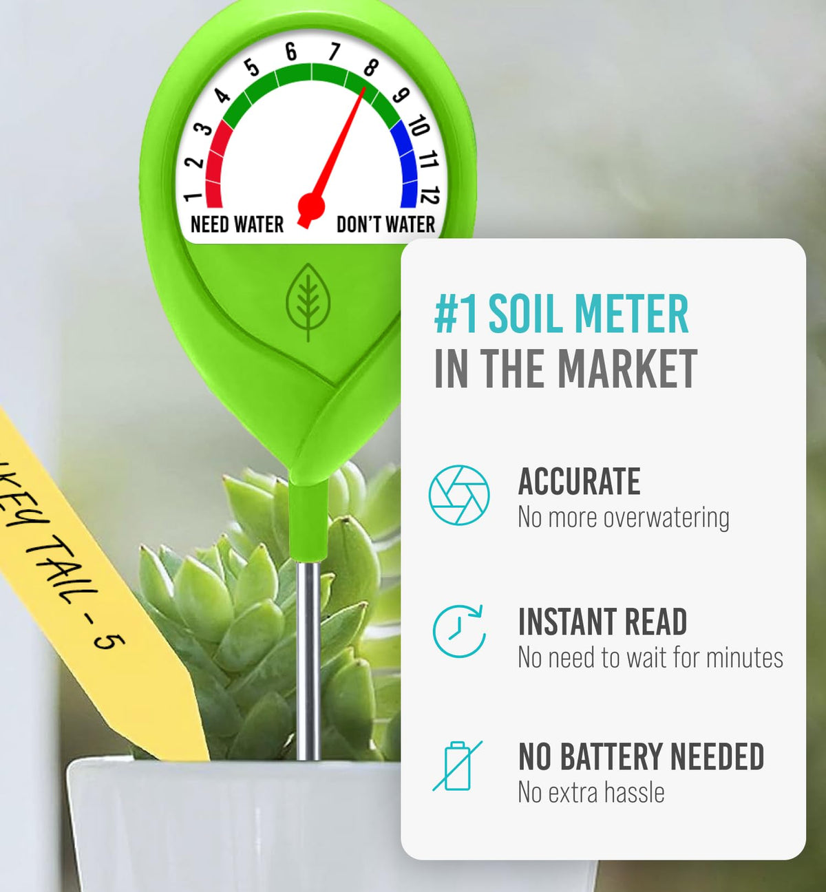 Craft911 GROWIT in-use image shows accurate soil readings for healthy houseplants