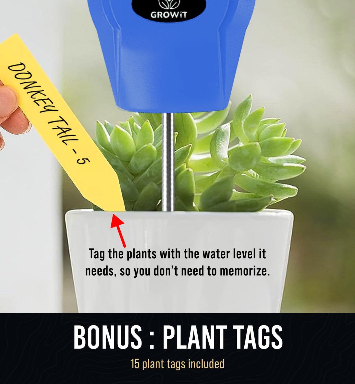 Craft911 GROWIT water tester for plants indicating watering needs