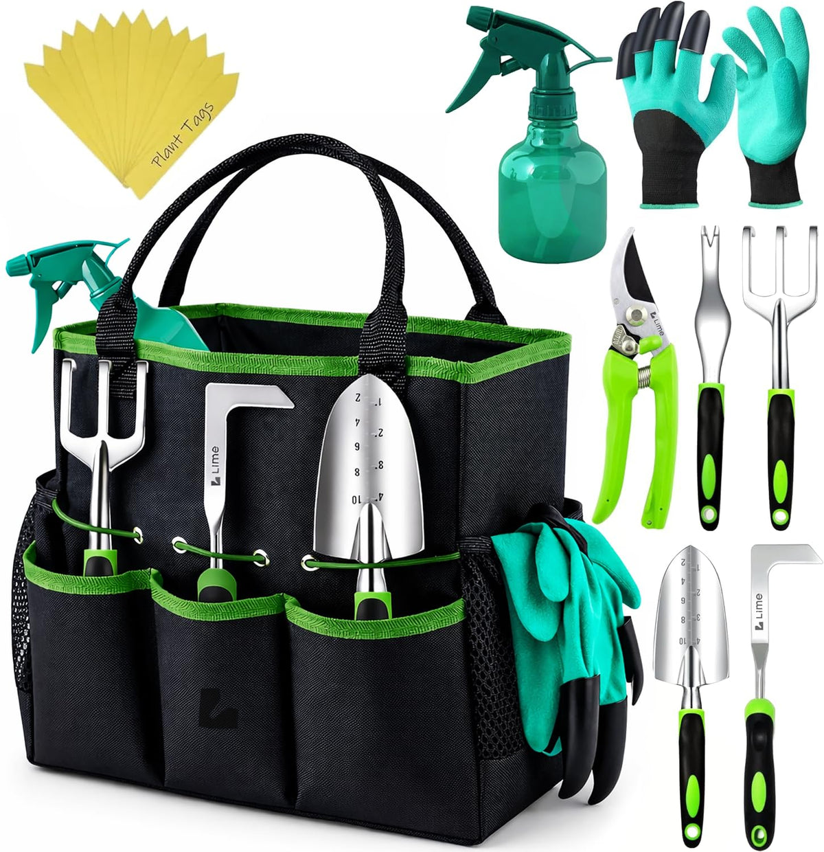 Craft911 heavy-duty garden tools set with green finish, versatile kit for home gardening