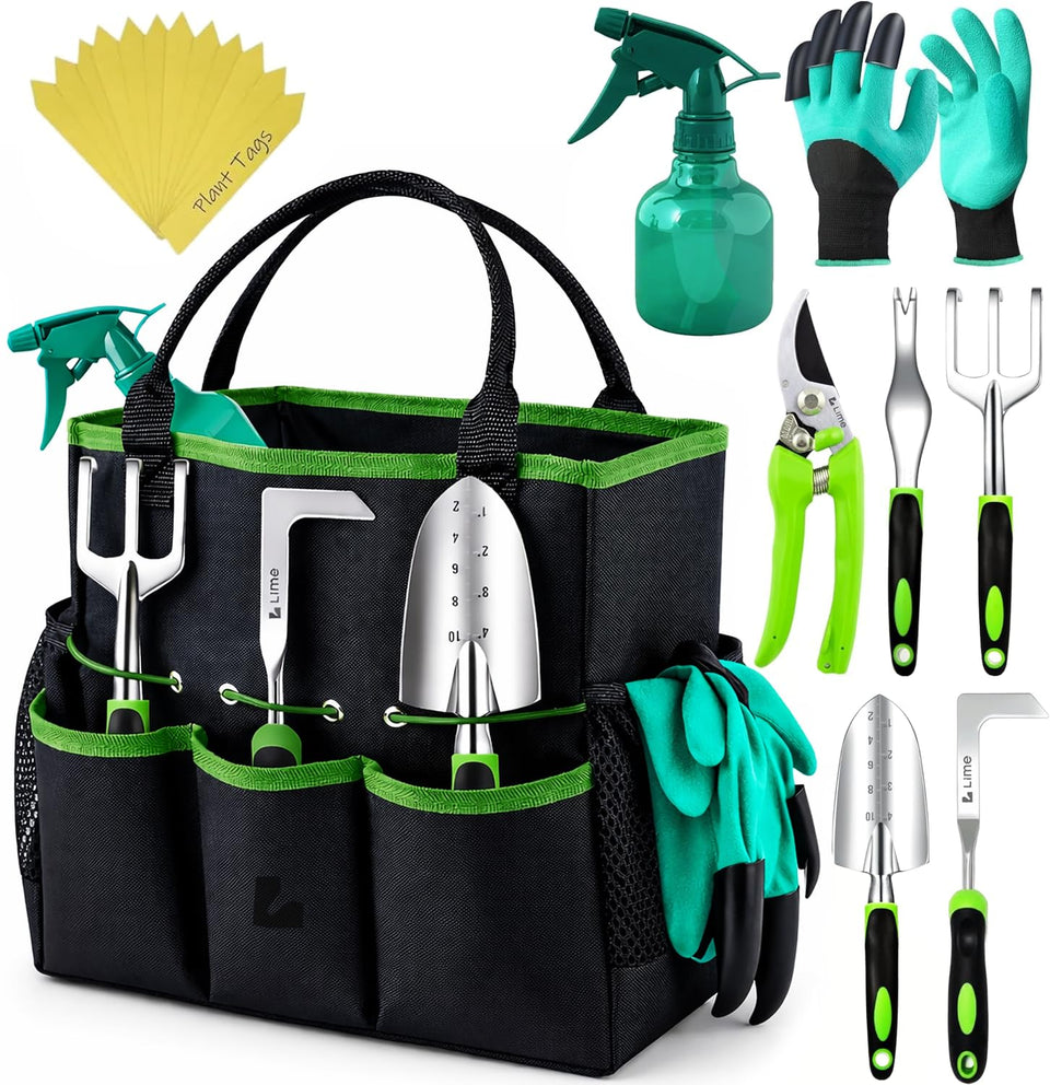 Craft911 heavy-duty garden tools set with green finish, versatile kit for home gardening