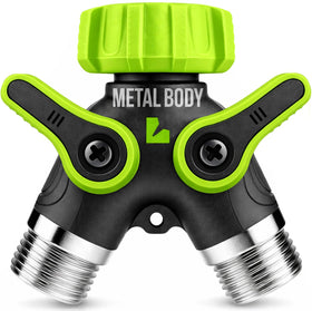 Craft911 Lime 2 Way Hose Splitter with heavy-duty brass construction.