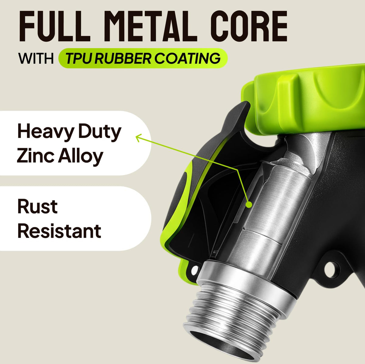 Craft911 Lime 3-4 inch GHT threading fits most spigots securely.