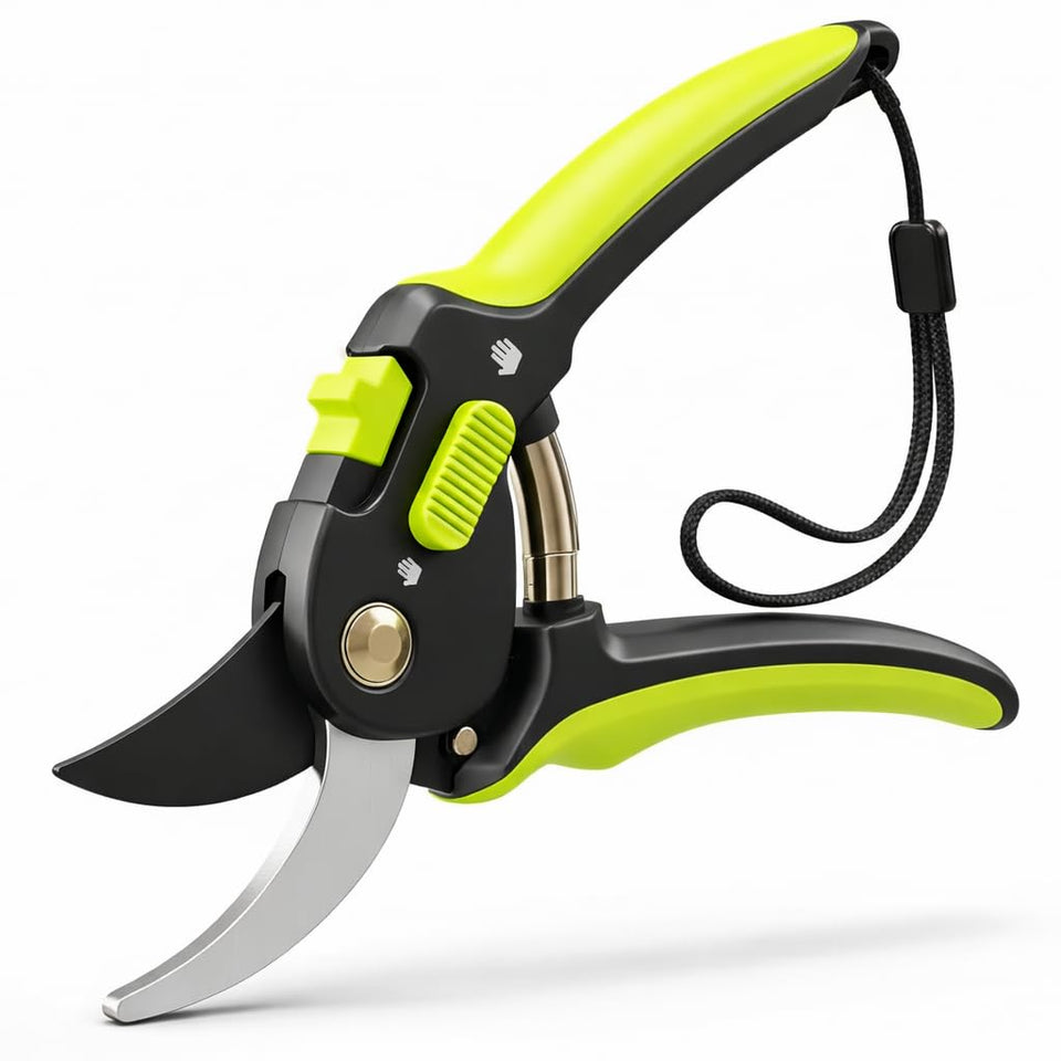 Craft911 Lime Bypass pruning shears blade close-up for precise cuts and clean trimming