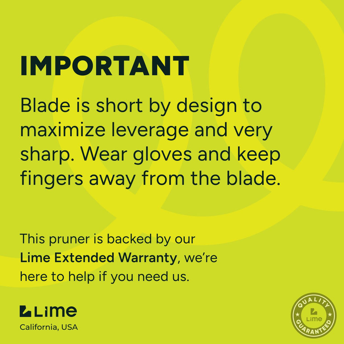 Craft911 Lime Bypass pruning shears safety lock engages to prevent accidents