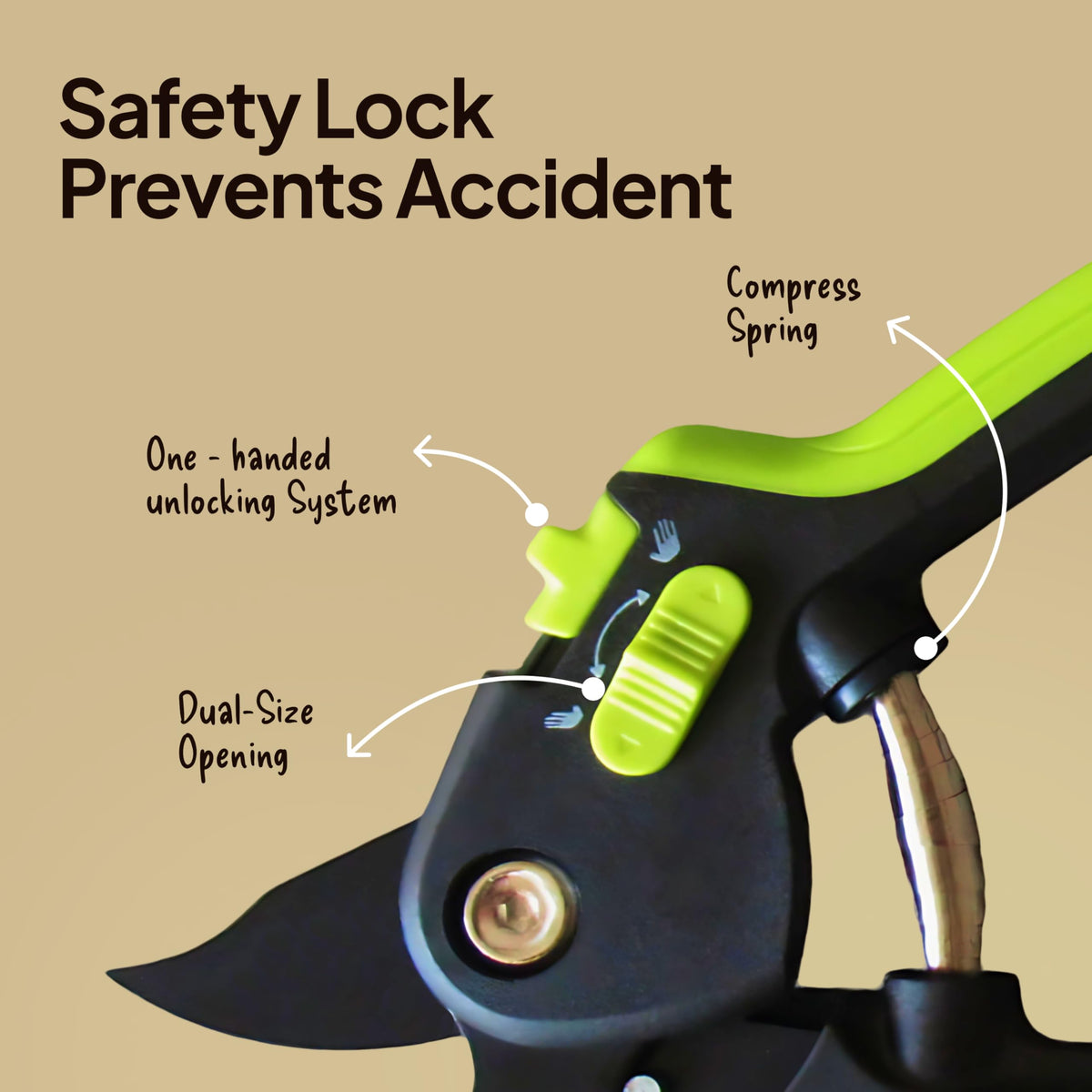 Craft911 Lime Bypass pruning shears ergonomic design suits smaller hands