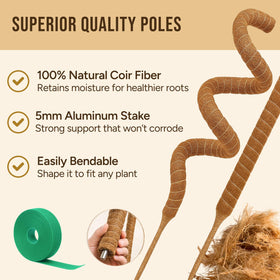 Craft911 bendable moss pole shows flexible shaping for balanced plant growth.