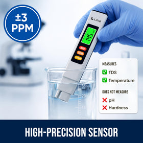 Craft911 TDS meter LCD display showing clear readings for water quality checks.