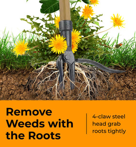 Craft911 weed puller claw head grips roots for thorough removal
