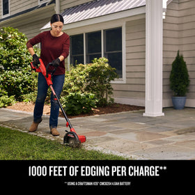 CRAFTSMAN 20V Edger depth settings show four positions to adjust cut height.