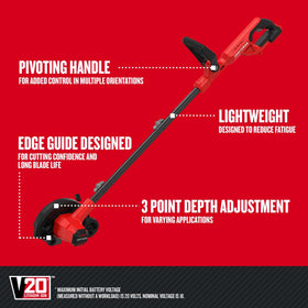 CRAFTSMAN 20V Edger edge guide enables smooth edging along borders and driveways.