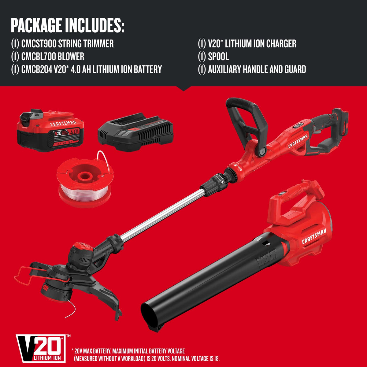 Craftsman 20V Max WeedWacker auto line advance demonstrates easy line feeding