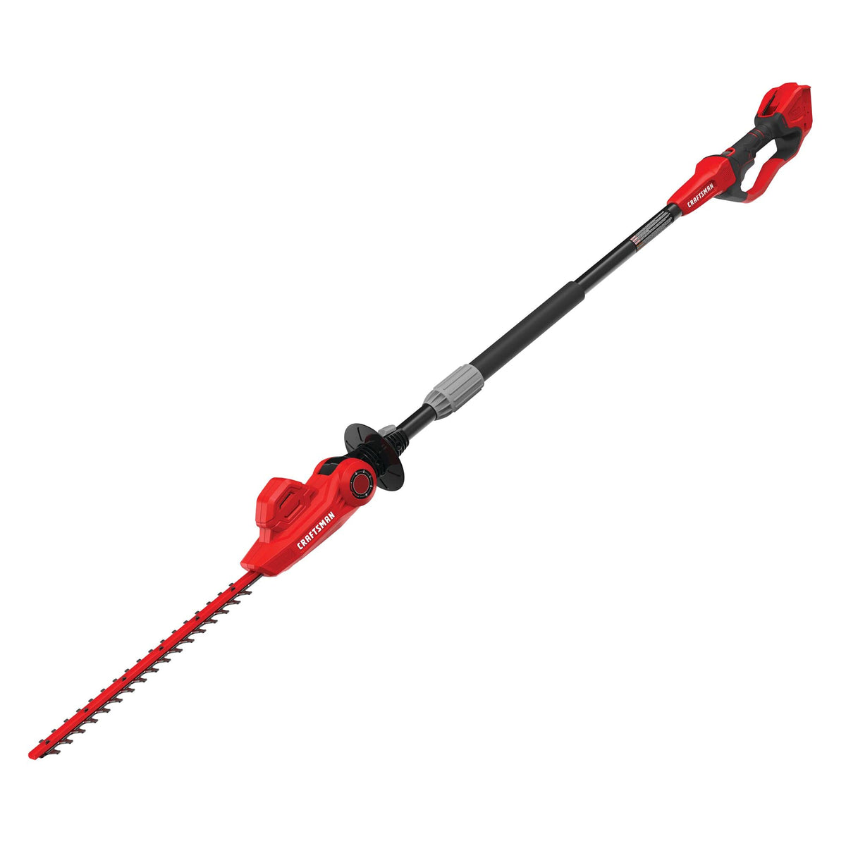 CRAFTSMAN CMCPHT818B demonstrates reach and angles for hedge trimming