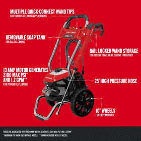 CRAFTSMAN electric pressure washer onboard storage keeps accessories organized
