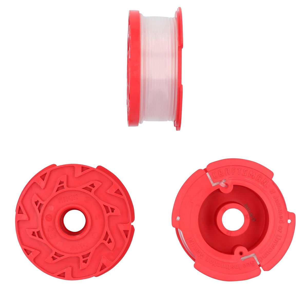 CRAFTSMAN spool packaging close-up highlights value and spare parts.