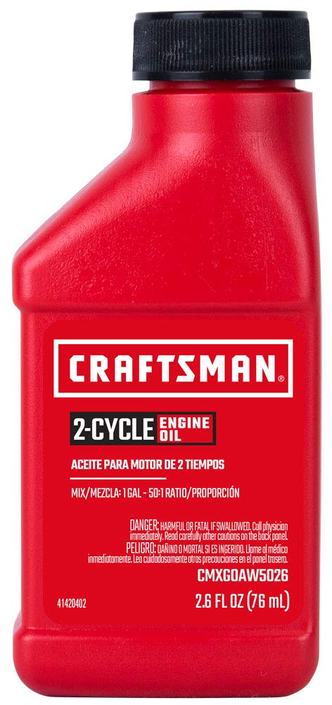 Craftsman CMXG0AW5026 universal 2-cycle oil bottle pouring to support engine cleanliness