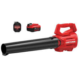 CRAFTSMAN V20 axial leaf blower kit in use to clear leaves