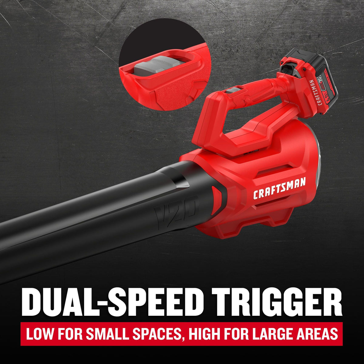 CRAFTSMAN V20 axial leaf blower kit with integrated scraper for debris