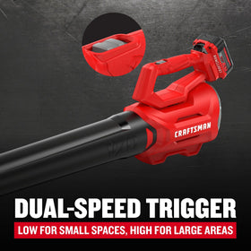 CRAFTSMAN V20 axial leaf blower kit with integrated scraper for debris