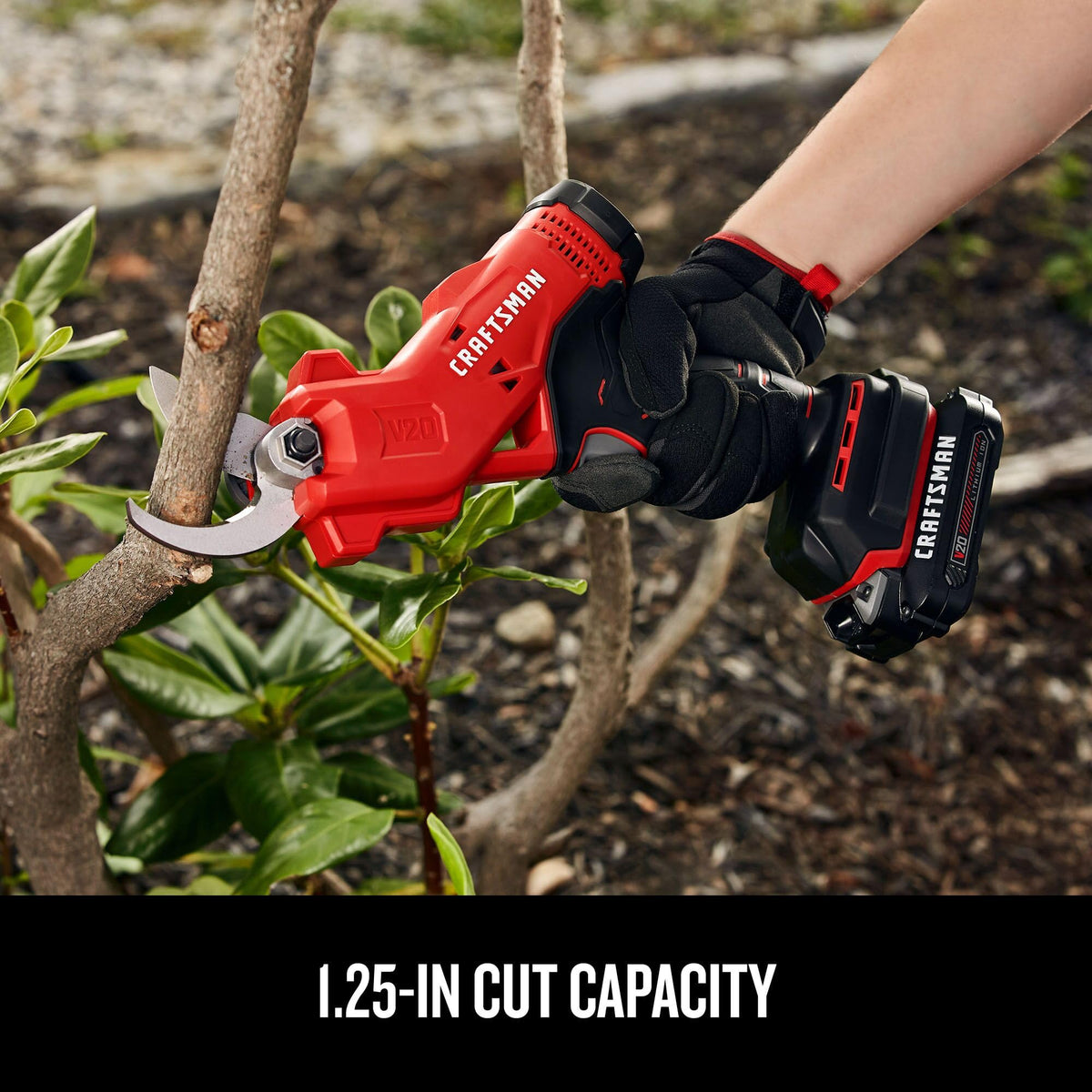 CRAFTSMAN V20 cordless pruner cutting wet wood with ease