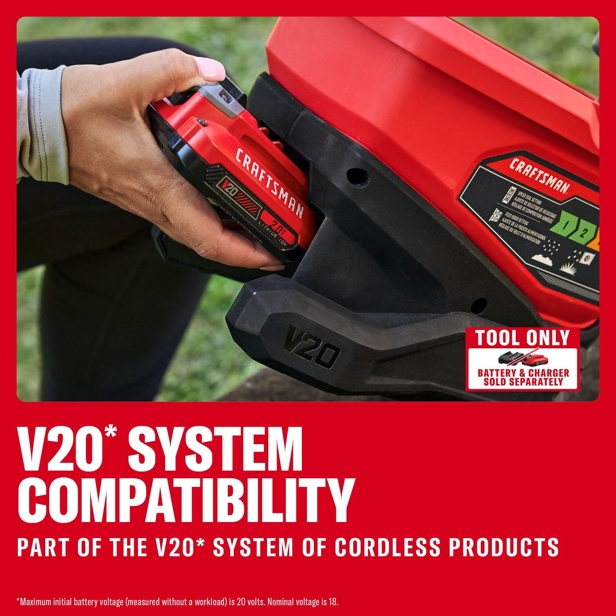 Year-round Craftsman V20 spreader for seed, fertilizer, salt applications.