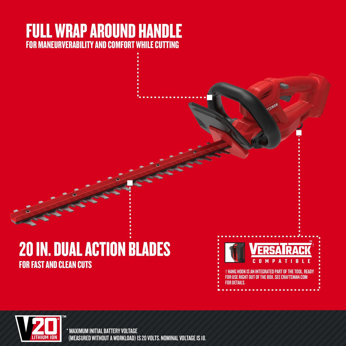 Wrap-around handle provides comfortable, precise control during trimming.