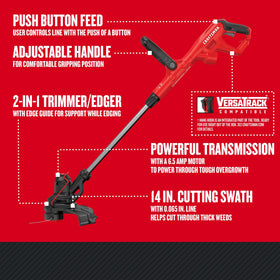 CRAFTSMAN WEEDWACKER 14-inch cutting swath speeds edging and trimming.