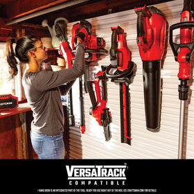 CRAFTSMAN WEEDWACKER versatrack hook for organized shed storage after use.