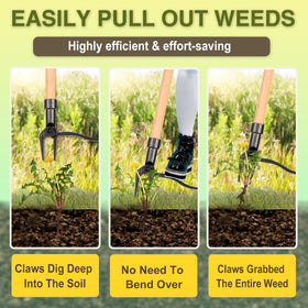 CraftZone 4-claw steel head grips weeds at the root for secure removal.