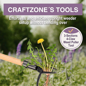 CraftZone wooden long handle delivers comfortable grip during extended weeding.