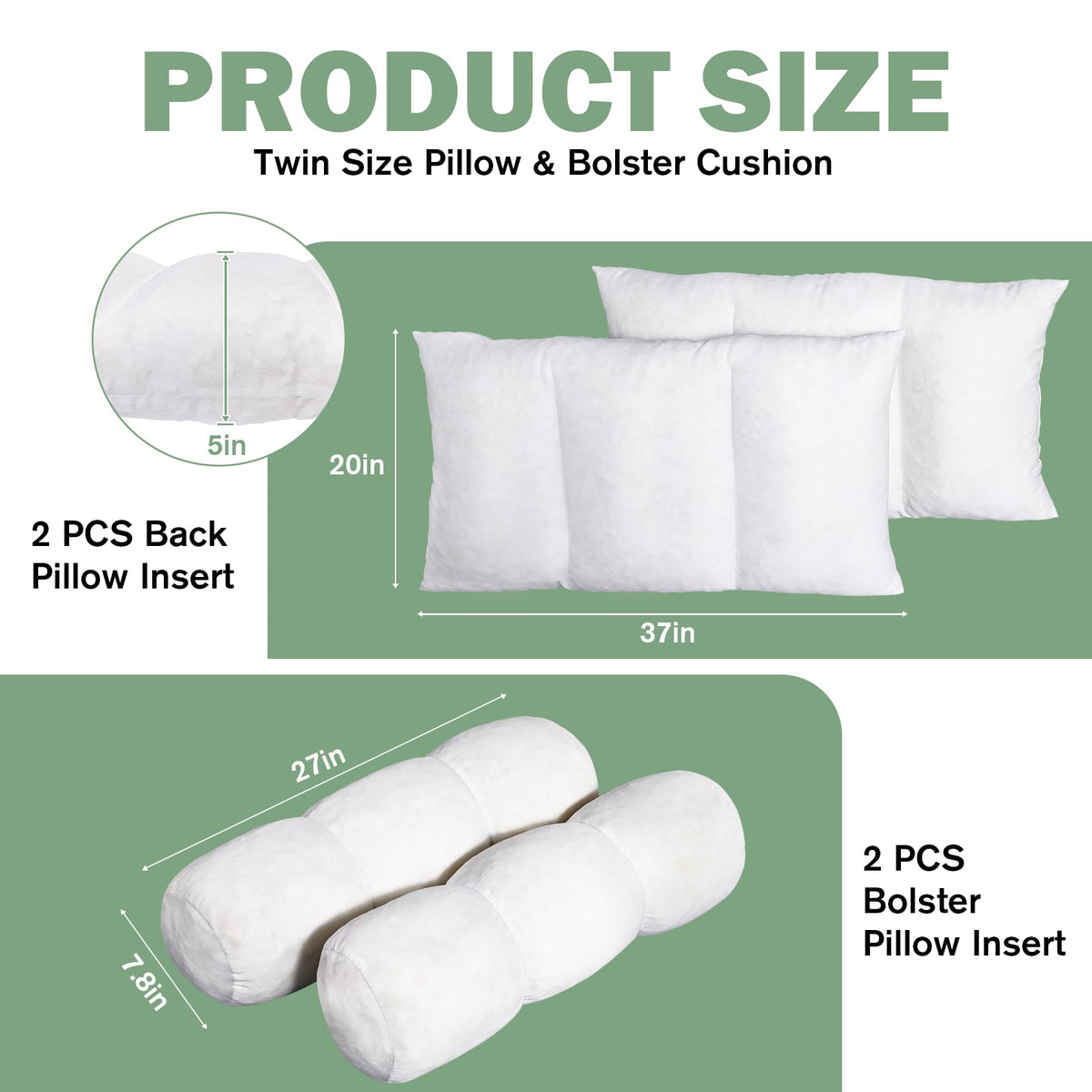 CRAURU daybed cushion insert vacuum-packed for compact shipping