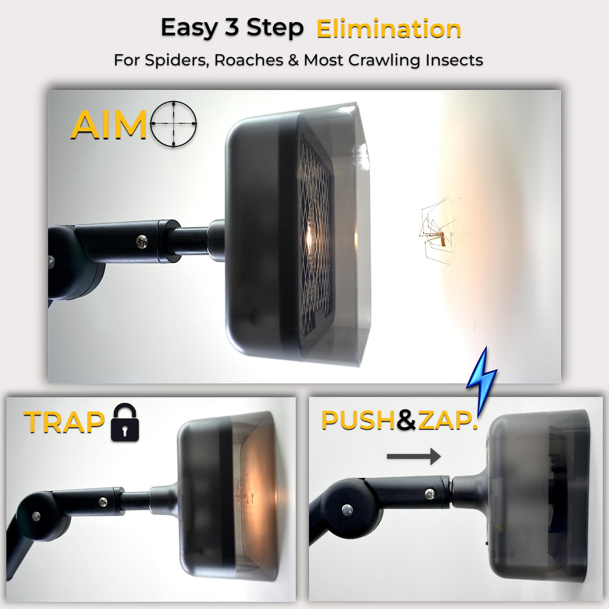 Crawler Buster extendable-handle zapper for ceiling reach and safer insect elimination.