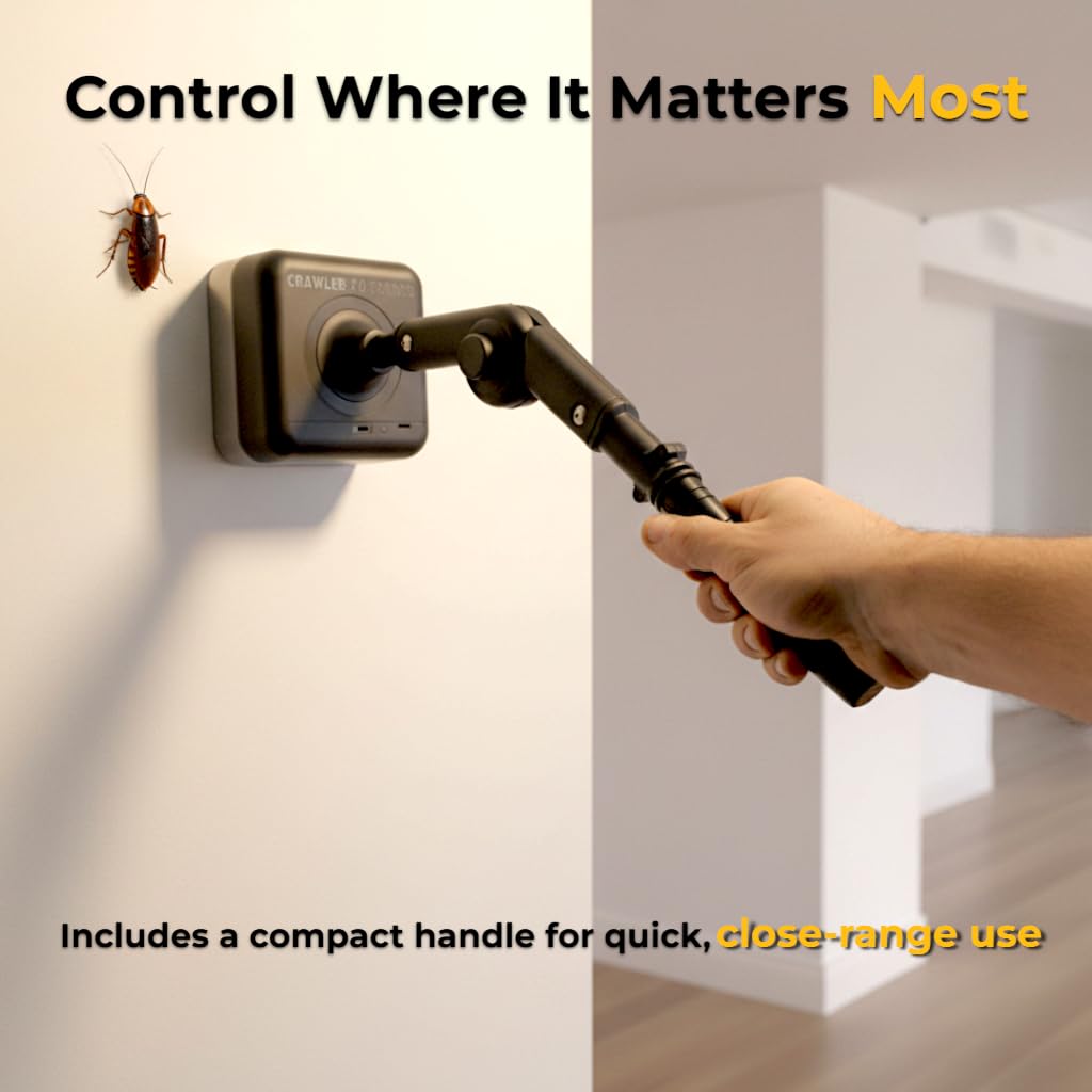 Crawler Buster no-touch-design keeps hands away while targeting wandering insects.