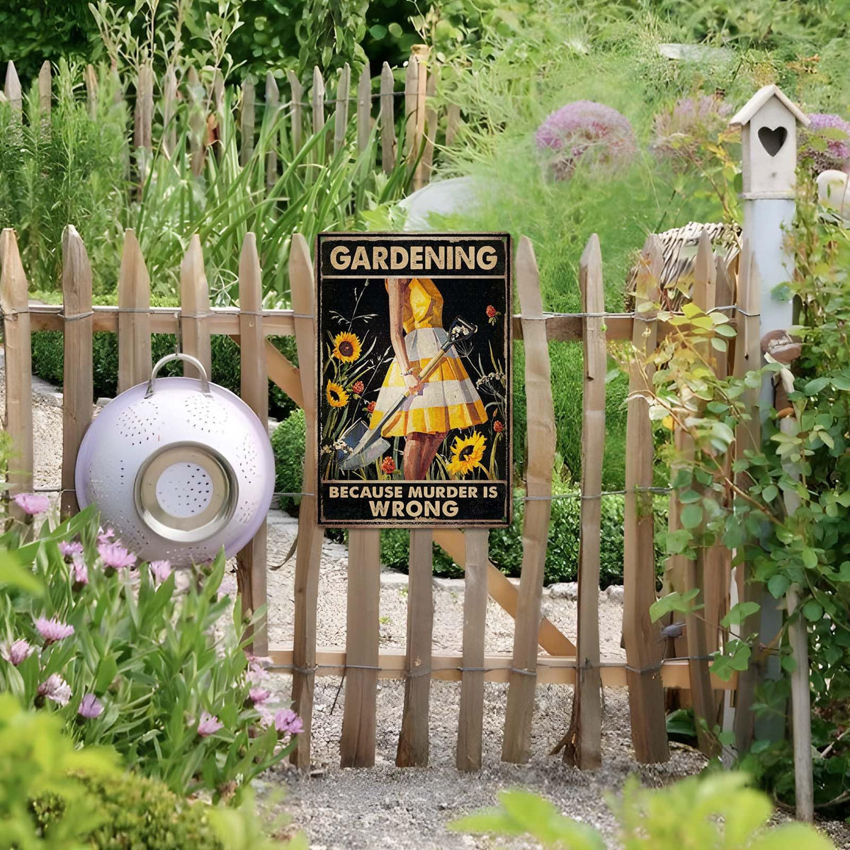 CrazySign gardening sign in yard setting enhances curb appeal
