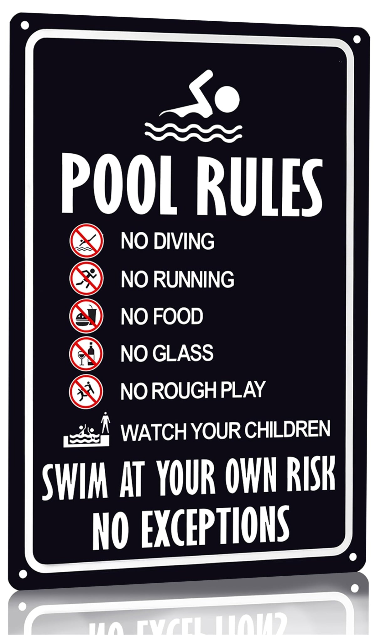 CrazySign pool sign with welcome-ool text for outdoor pool decor.