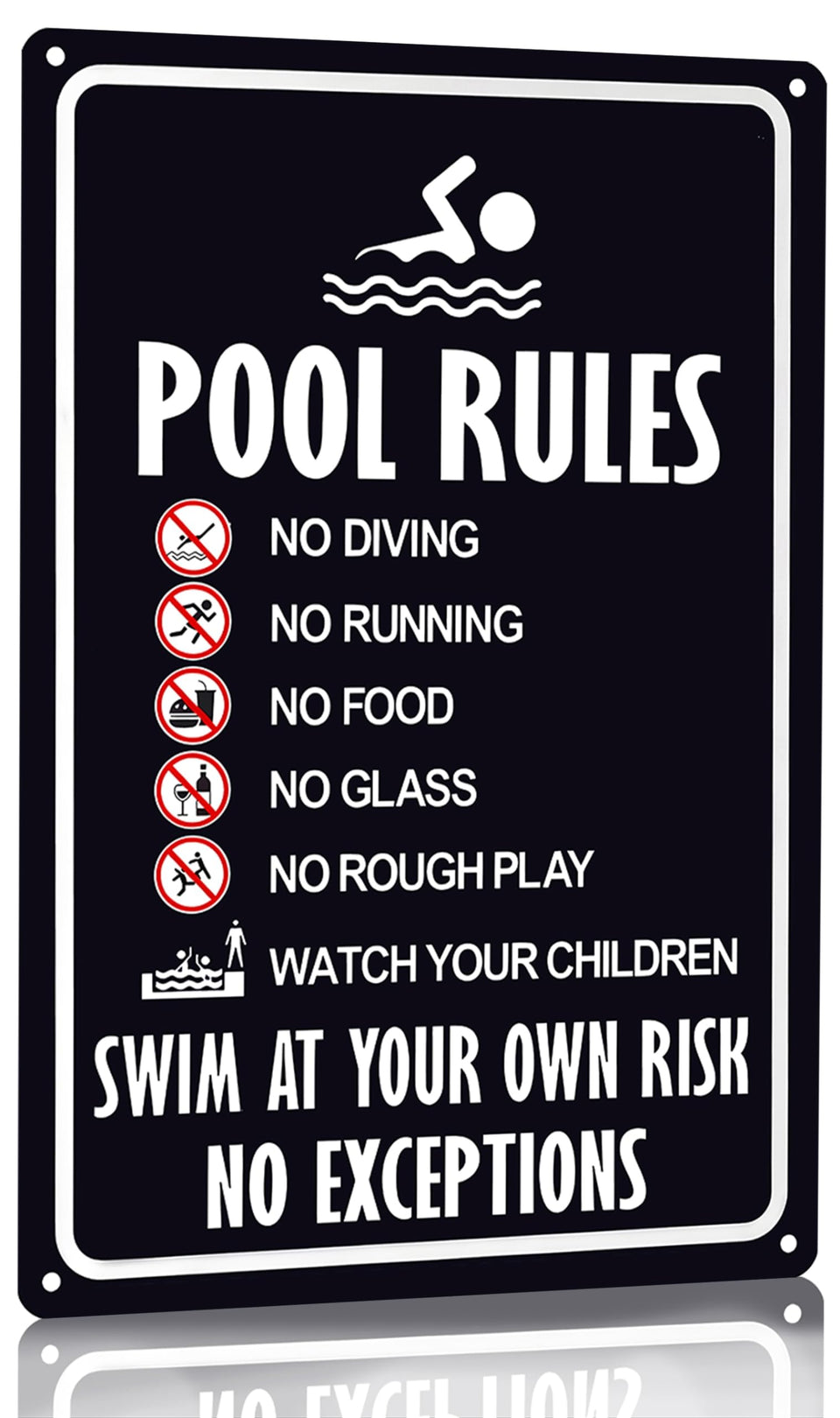 CrazySign pool sign with welcome-ool text for outdoor pool decor.