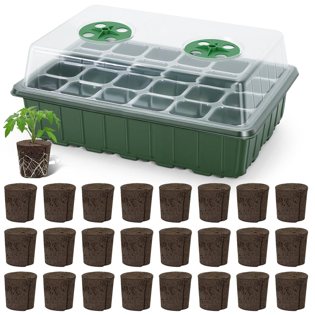 CrazyTerra Grow Sponges Tray: 24-pack for easy seed starting and organized propagation.
