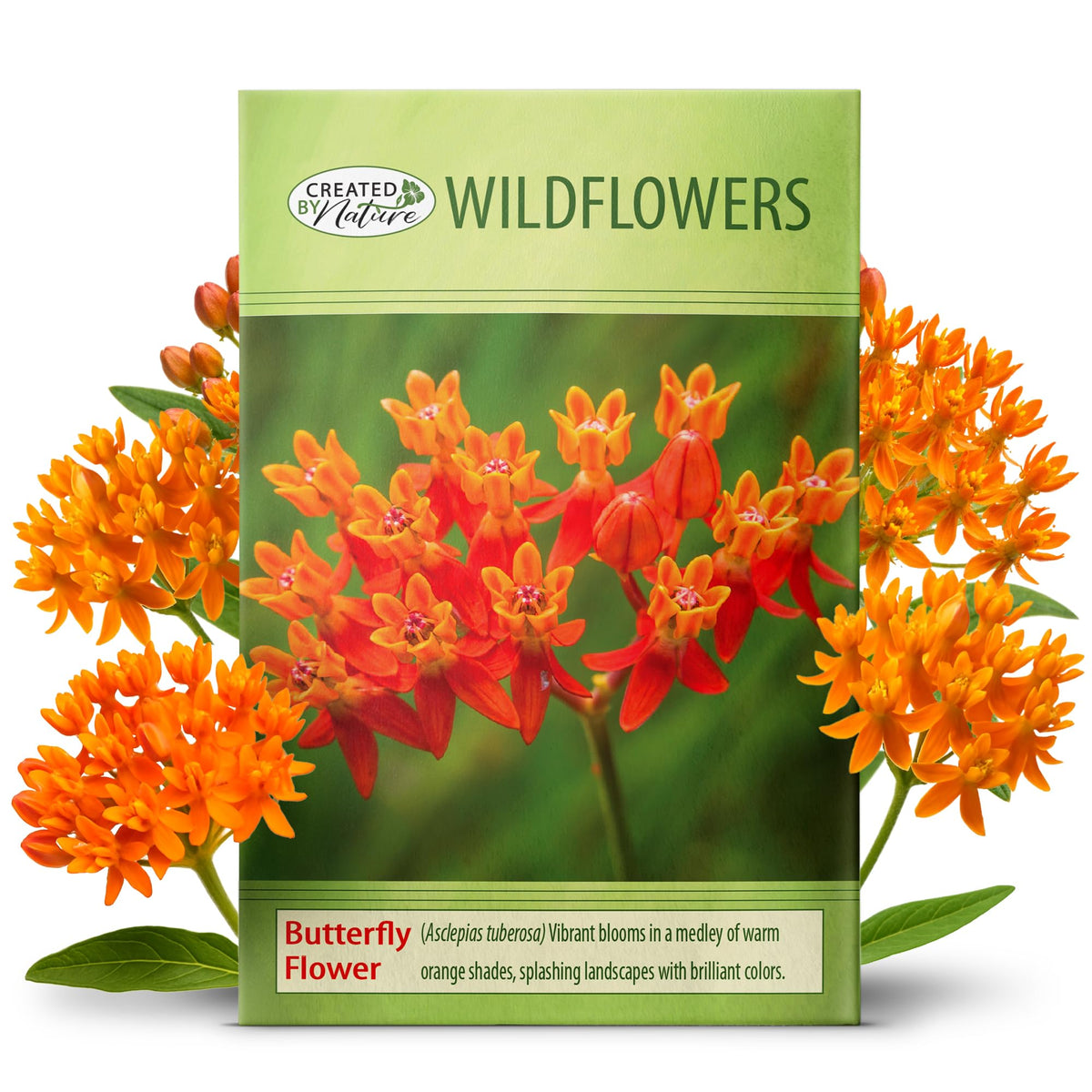 Created By Nature butterfly milkweed seeds in a packet ready for planting to attract pollinators